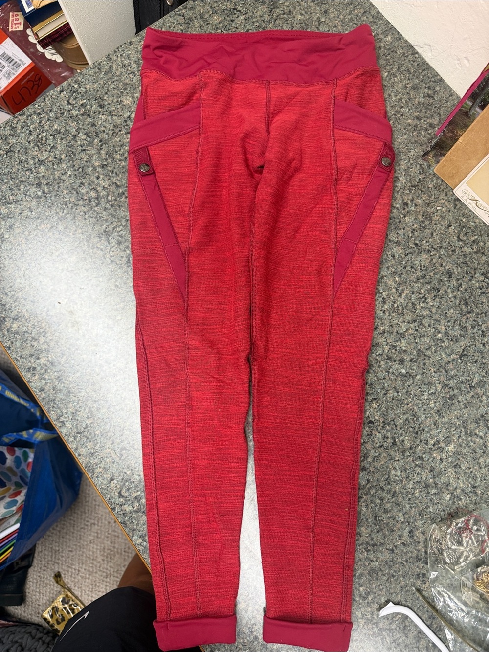 lululemon athletica Girls Red Heathered Leggings with Pocket Details